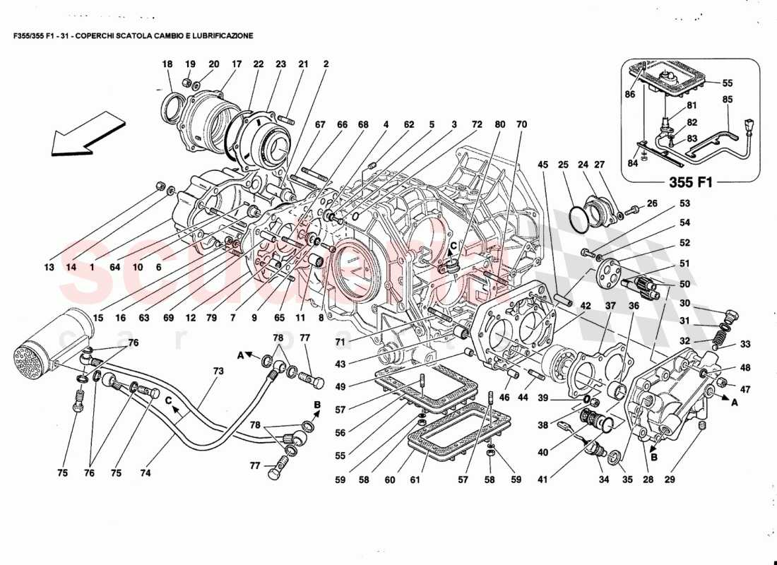 GEARBOX COVERS ANO LUBRICATION of Ferrari Ferrari 355 (5.2 Motronic)