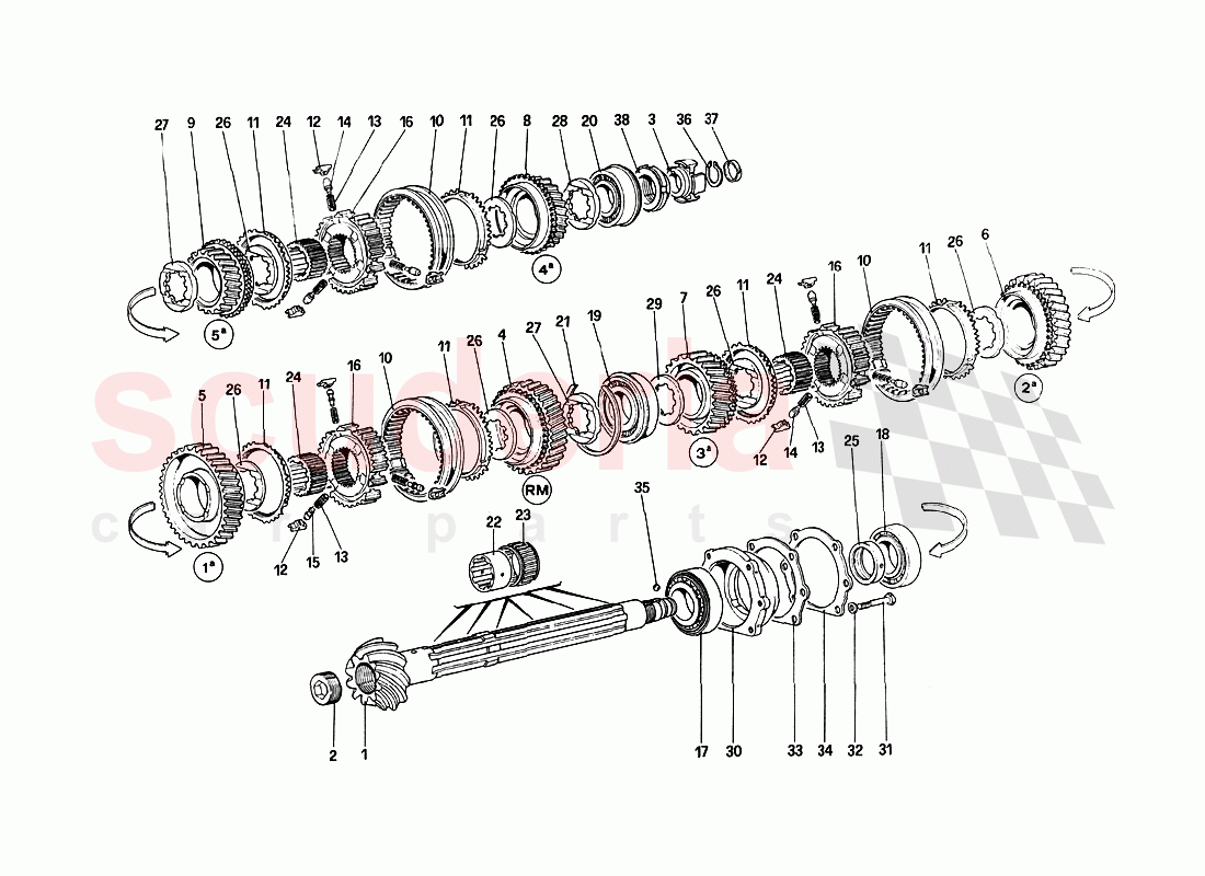 Lay Shaft Gears of Ferrari Ferrari 288 GTO