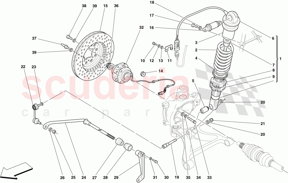 REAR SUSPENSION - SHOCK ABSORBER AND BRAKE DISC of Ferrari Ferrari 430 Spider