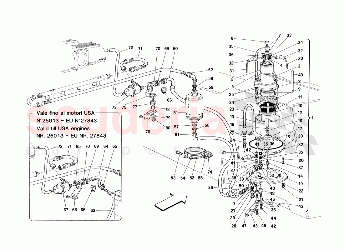 Fuel Pump and Pipes of Ferrari Ferrari 348 TS (1993)