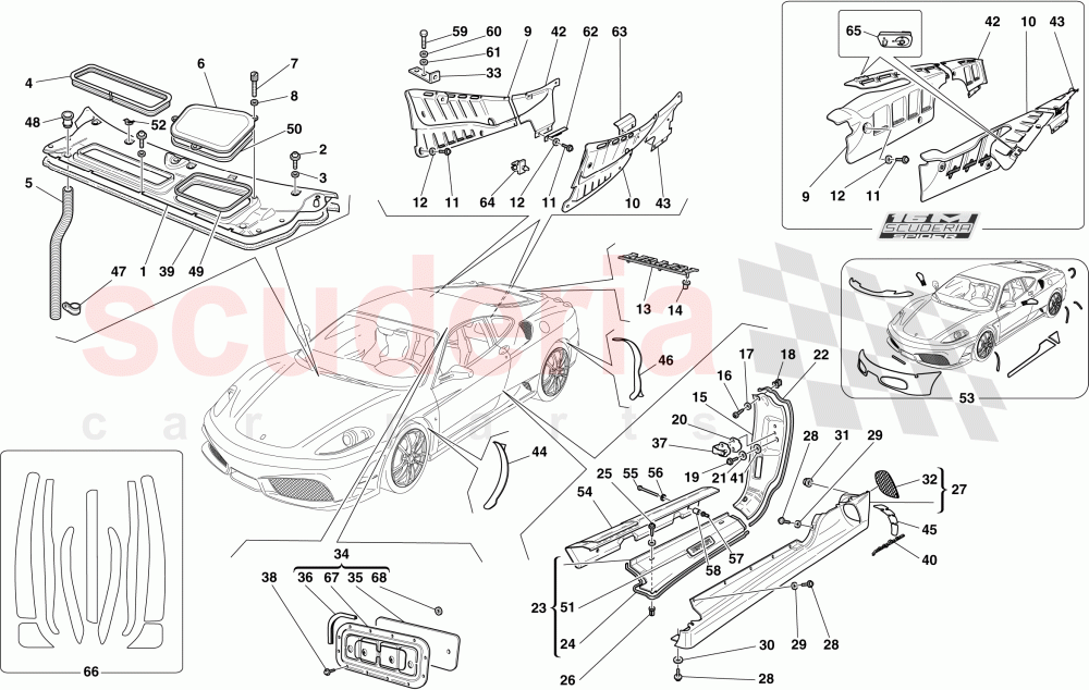 SHIELDS - EXTERNAL TRIM of Ferrari Ferrari 430 Scuderia Spider 16M