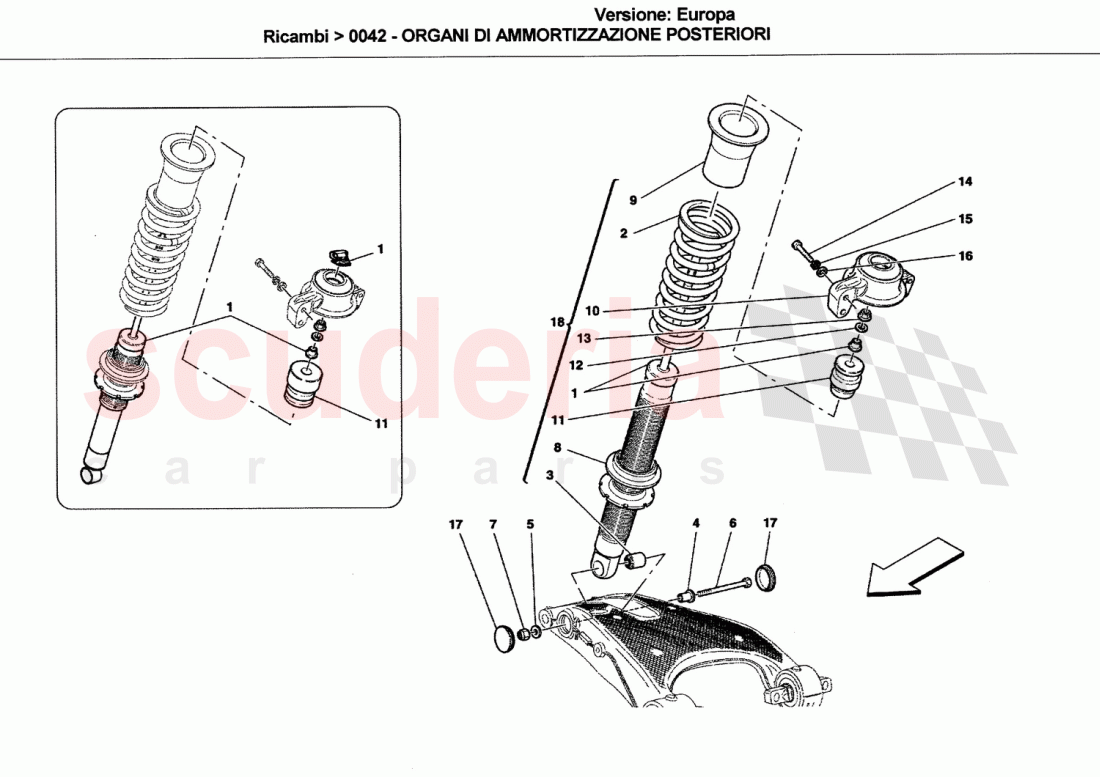 REAR SHOCK ABSORBER DEVICES of Ferrari Ferrari California (2008-2011)