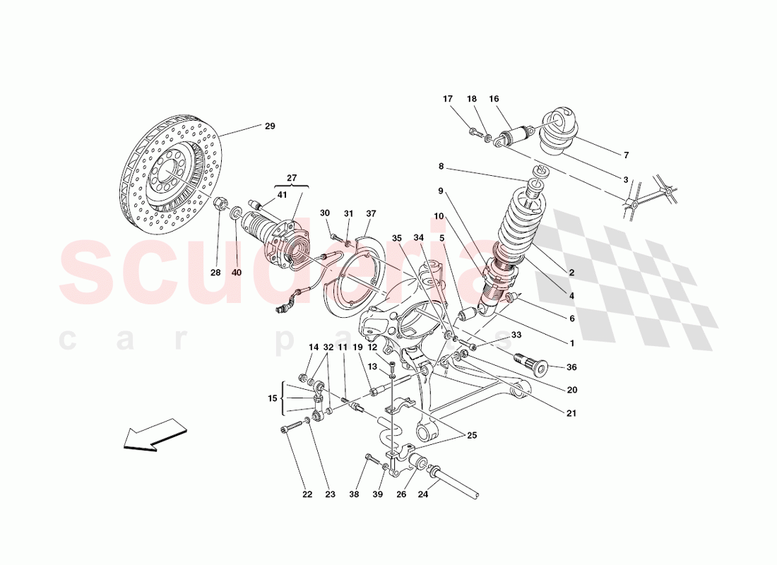 Front Suspension - shock absorber and brake disc of Ferrari Ferrari 430 Challenge (2006)