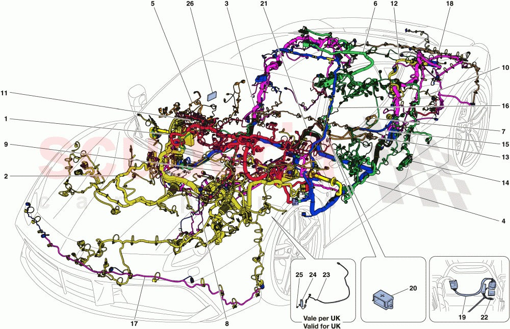 MAIN WIRING HARNESSES of Ferrari Ferrari 488 GTB