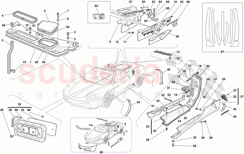 SHIELDS - EXTERNAL TRIM of Ferrari Ferrari 430 Spider