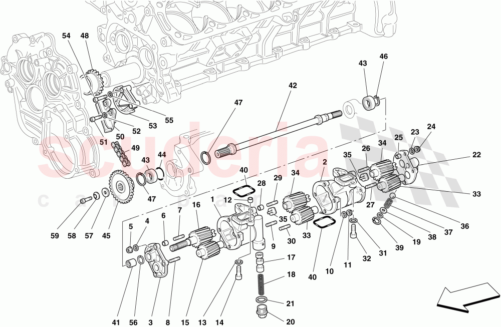 LUBRICATION - OIL PUMPS of Ferrari Ferrari 612 Sessanta