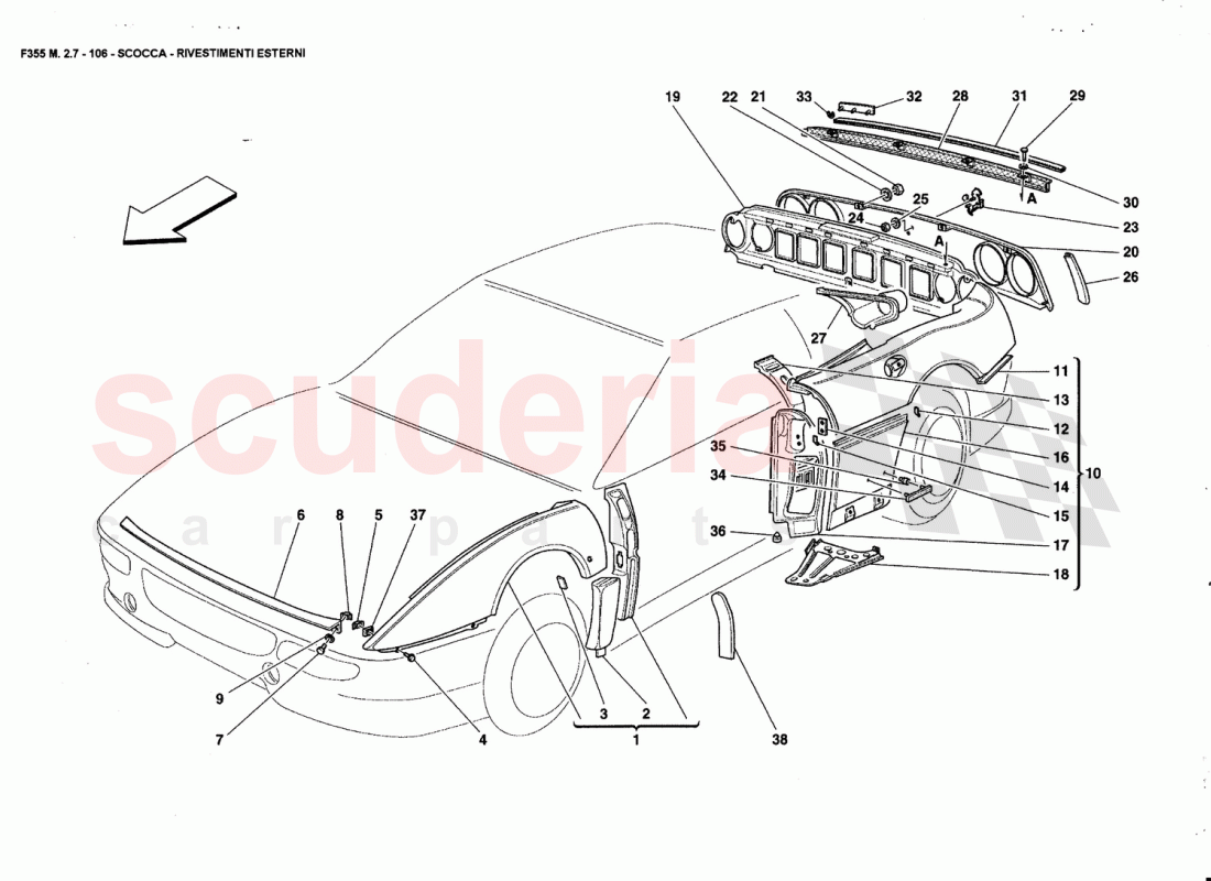 BODY-OUTERTRIMS of Ferrari Ferrari 355 (2.7 Motronic)