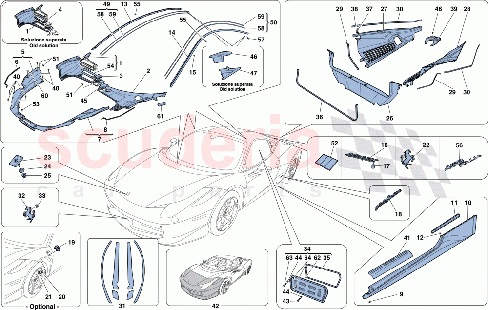 SHIELDS - EXTERNAL TRIM of Ferrari Ferrari 458 Italia