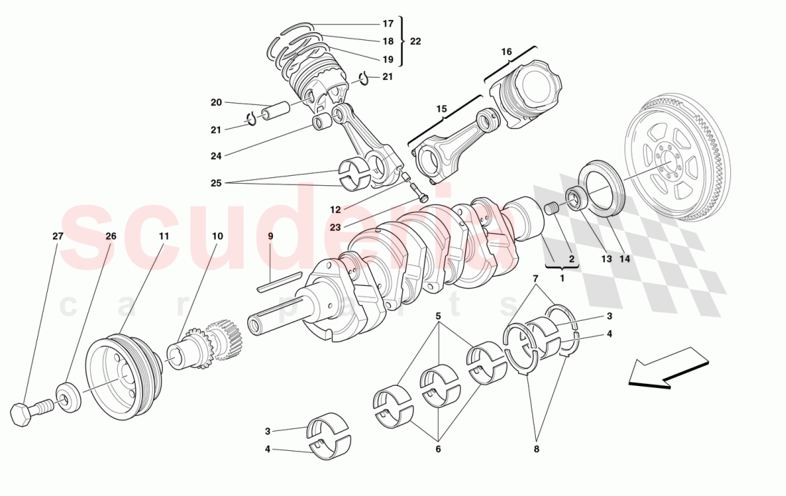 DRIVING SHAFT - CONNECTING RODS AND PISTONS of Ferrari Ferrari 360 Spider