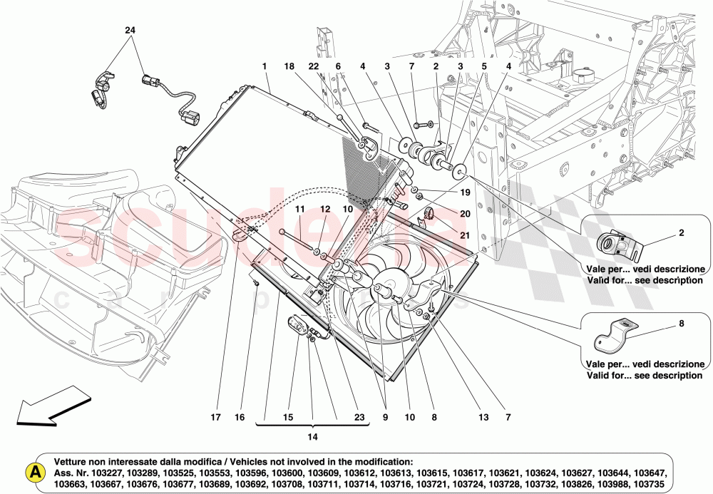 COOLING: RADIATORS AND AIR DUCTS of Ferrari Ferrari California (2012-2014)