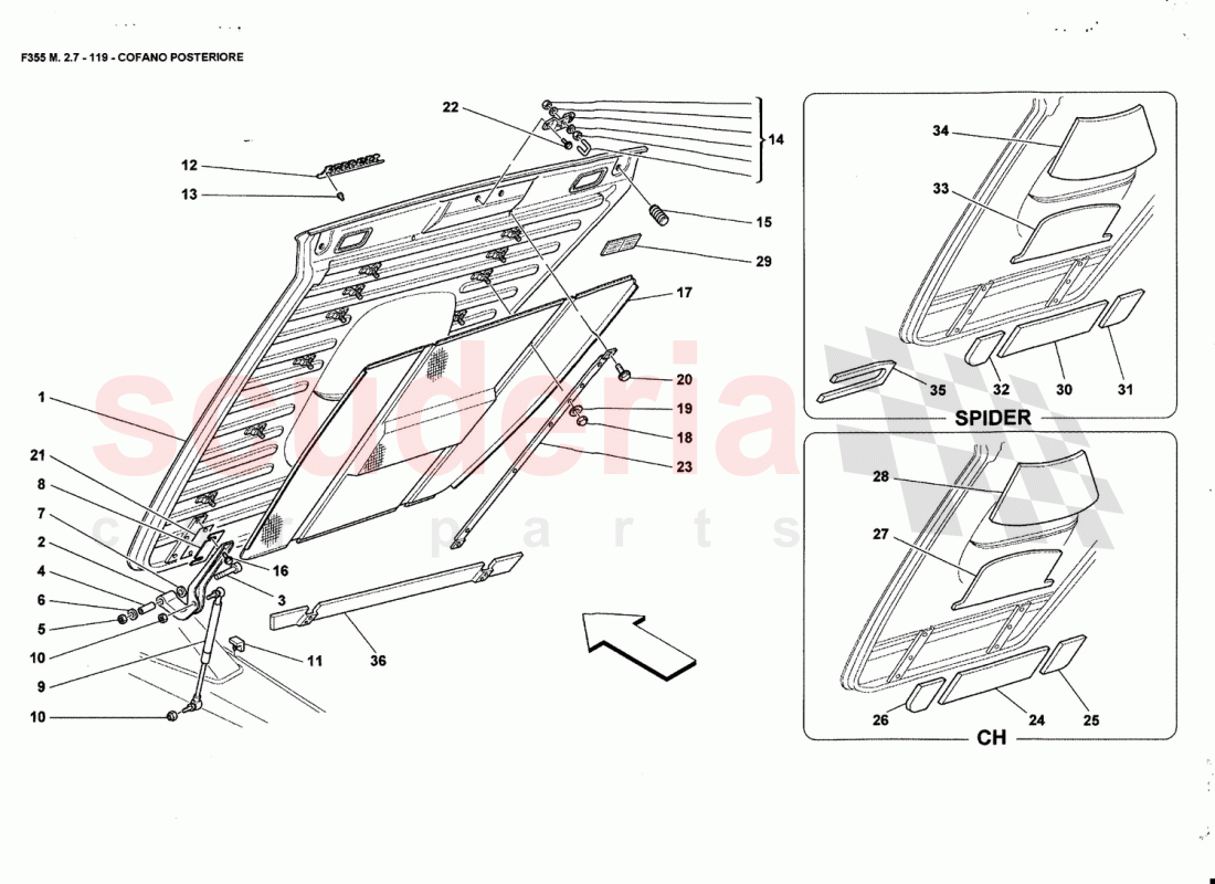 REAR HOOD of Ferrari Ferrari 355 (2.7 Motronic)