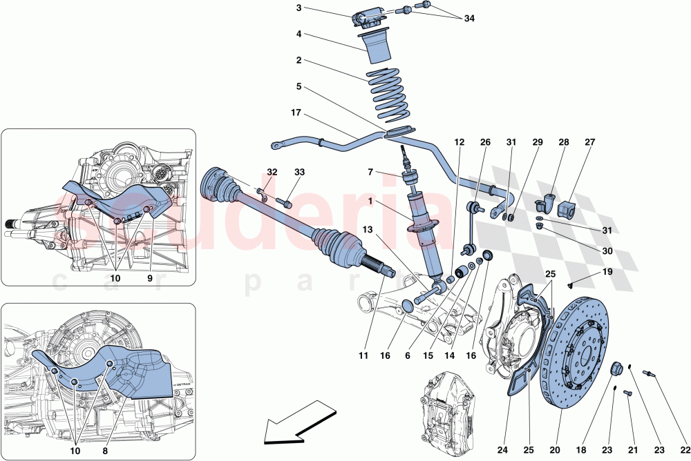 REAR SUSPENSION - SHOCK ABSORBER AND BRAKE DISC of Ferrari Ferrari 812 Superfast/GTS