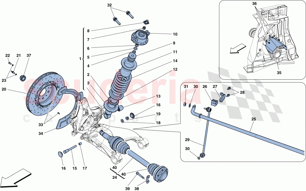 REAR SUSPENSION - SHOCK ABSORBER AND BRAKE DISC of Ferrari Ferrari 458 Spider