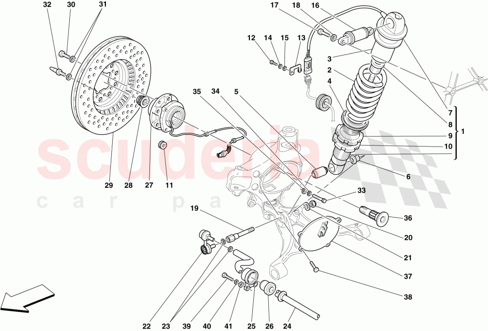 FRONT SUSPENSION - SHOCK ABSORBER AND BRAKE DISC of Ferrari Ferrari 430 Scuderia