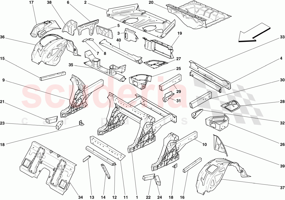 STRUCTURES AND ELEMENTS, REAR OF VEHICLE of Ferrari Ferrari 599 GTB Fiorano