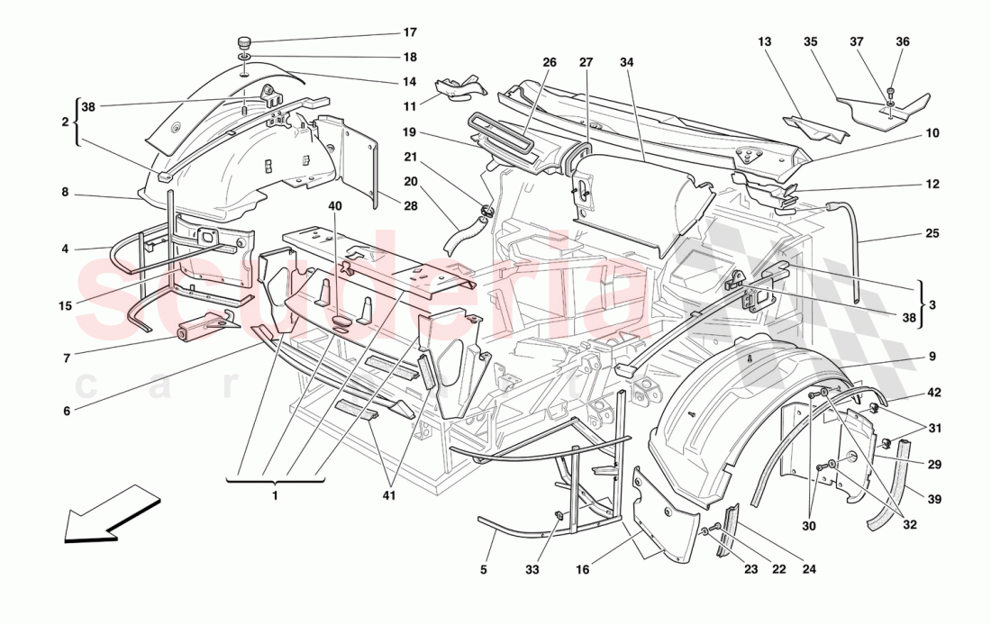 FRONT STRUCTURES AND COMPONENTS of Ferrari Ferrari 550 Maranello