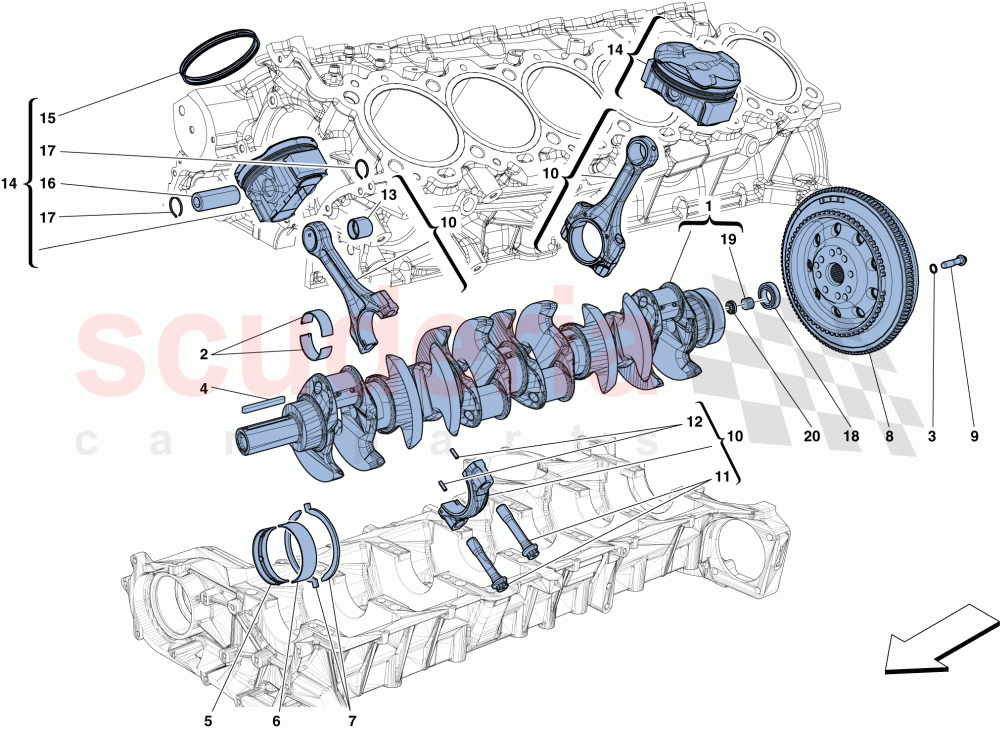 CRANKSHAFT - CONNECTING RODS AND PISTONS of Ferrari Ferrari F12 TDF