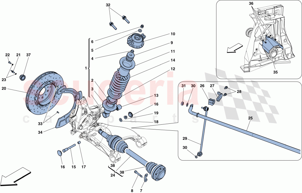 REAR SUSPENSION - SHOCK ABSORBER AND BRAKE DISC of Ferrari Ferrari 458 Speciale