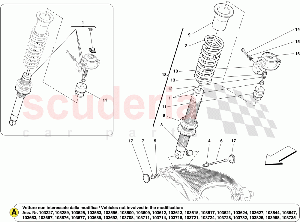 REAR SHOCK ABSORBER COMPONENTS of Ferrari Ferrari California (2012-2014)