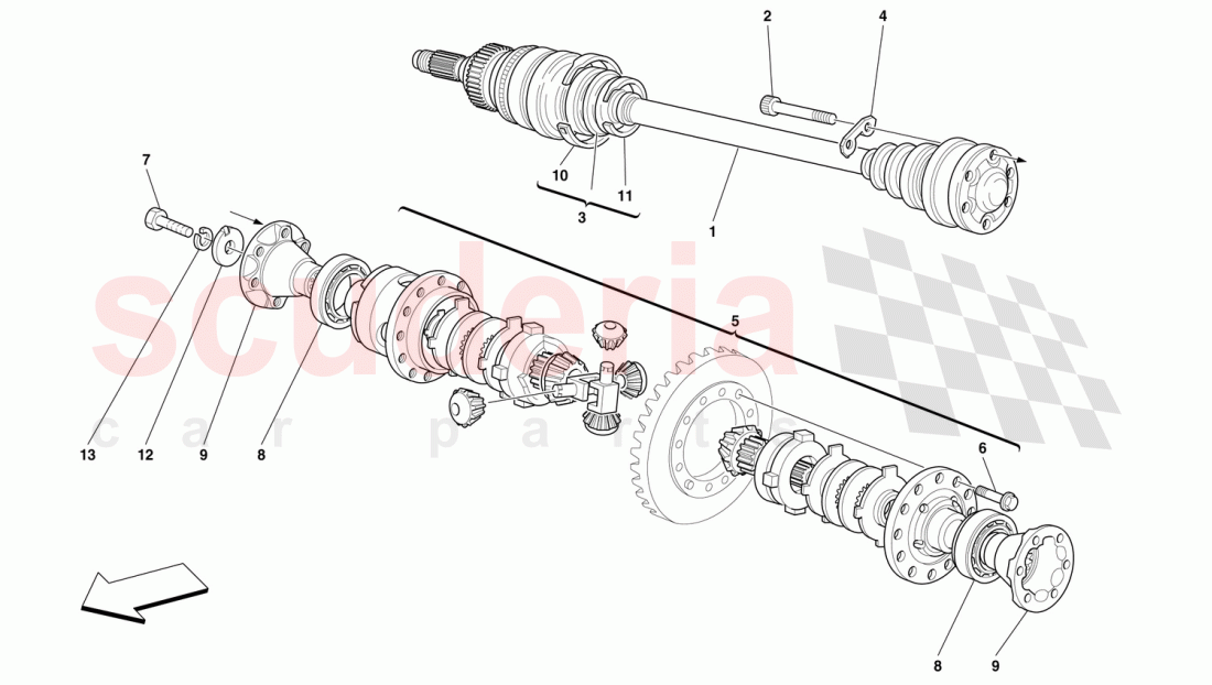 DIFFERENTIAL AND AXLE SHAFT -Not for 456 GTA- of Ferrari Ferrari 456 GT/GTA