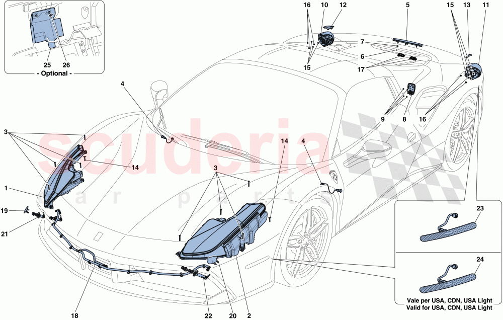 HEADLIGHTS AND TAILLIGHTS of Ferrari Ferrari 488 Spider