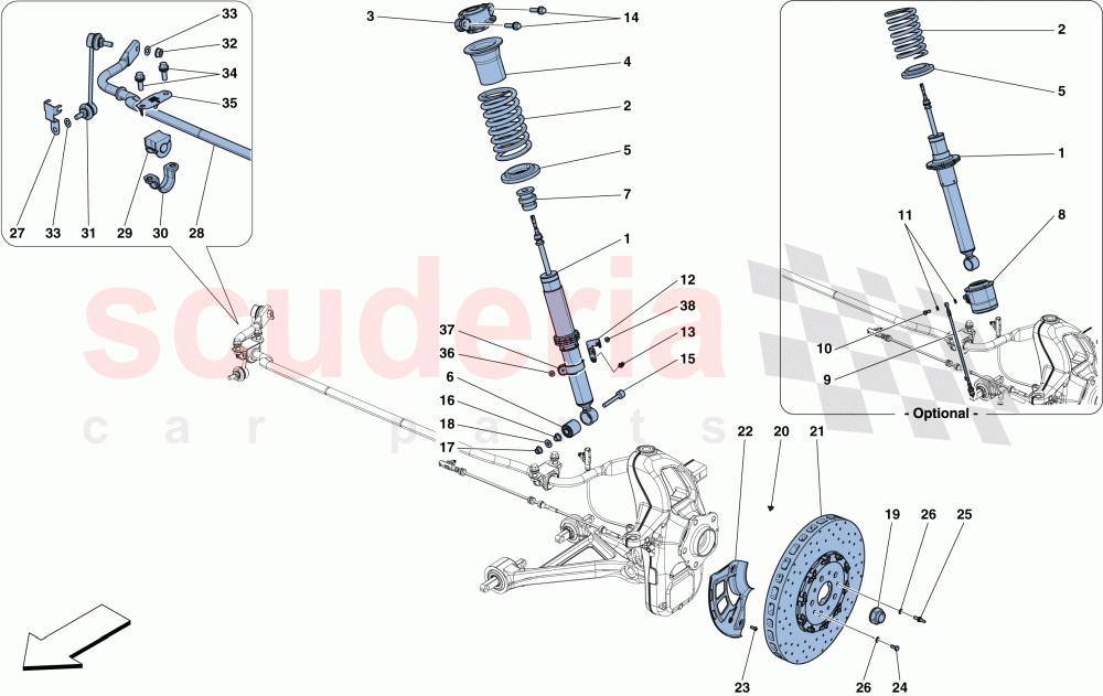 FRONT SUSPENSION - SHOCK ABSORBER AND BRAKE DISC of Ferrari Ferrari GTC4Lusso T