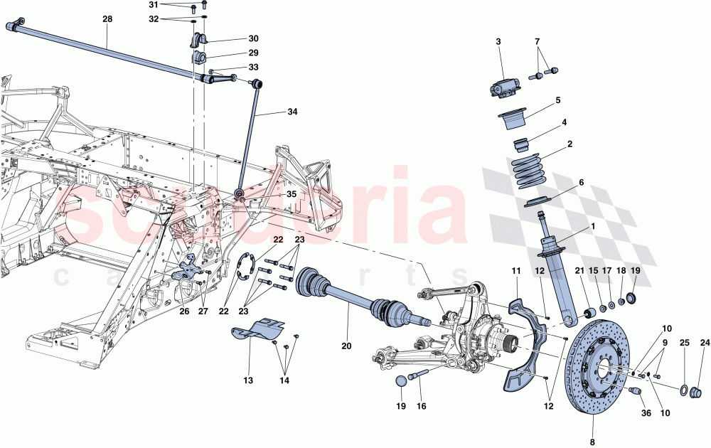 REAR SUSPENSION - SHOCK ABSORBER AND BRAKE DISC of Ferrari Ferrari LaFerrari Aperta