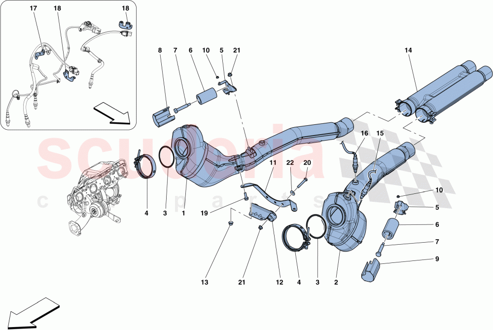 PRE-CATALYTIC CONVERTERS AND CATALYTIC CONVERTERS of Ferrari Ferrari GTC4Lusso T