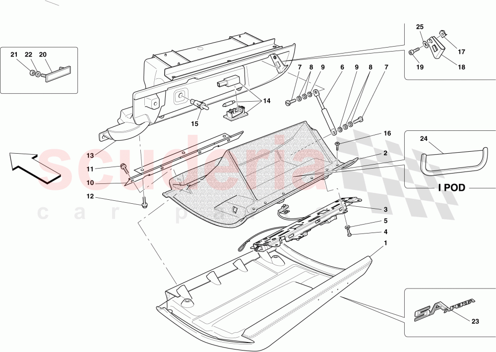 GLOVE COMPARTMENT of Ferrari Ferrari 599 SA Aperta