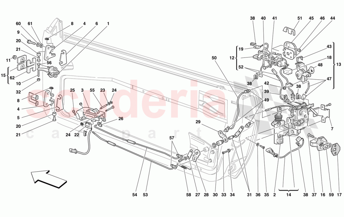 DOORS - OPENING CONTROL AND HINGES of Ferrari Ferrari 550 Barchetta