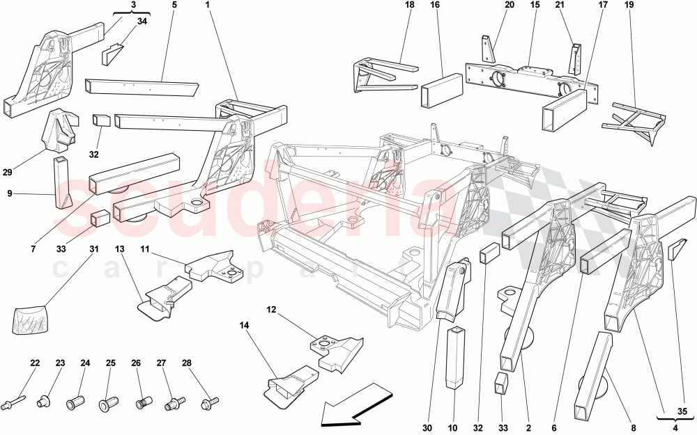 CHASSIS - REAR ELEMENT SUBASSEMBLIES of Ferrari Ferrari 430 Scuderia