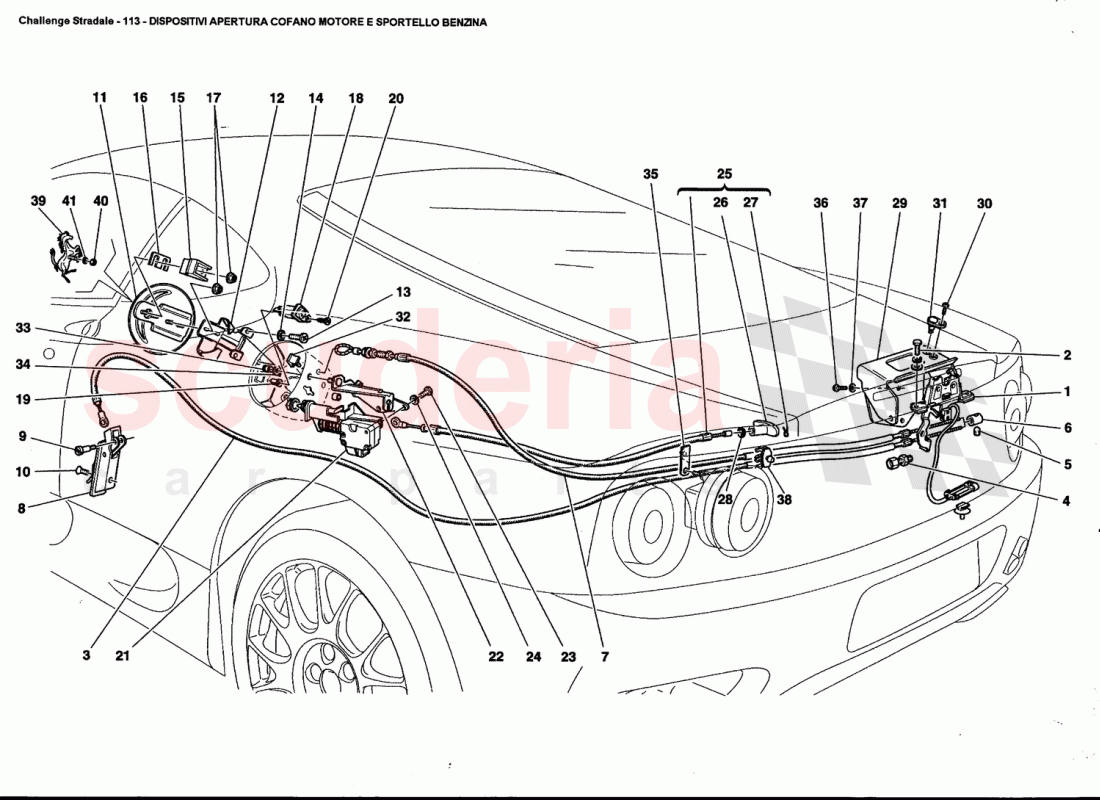 OPENING DEVICES FOR ENGINE BONNET AND GAS DOOR of Ferrari Ferrari 360 Challenge Stradale