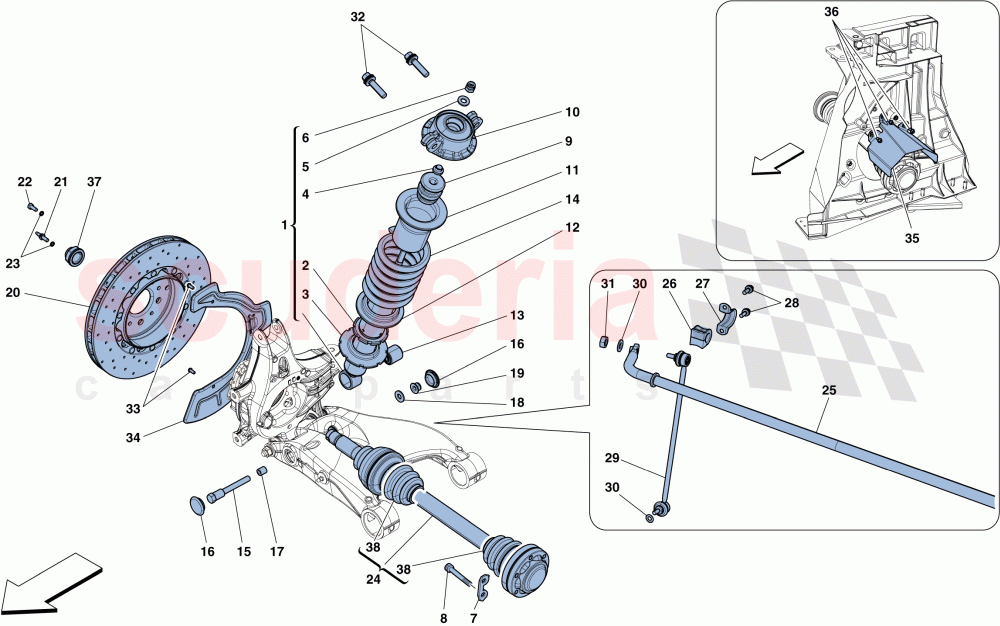 REAR SUSPENSION - SHOCK ABSORBER AND BRAKE DISC of Ferrari Ferrari 458 Speciale Aperta