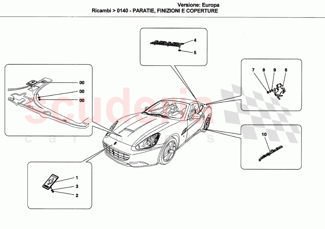 SHIELDS, TRIMS AND COVERING PANELS of Ferrari Ferrari California (2008-2011)