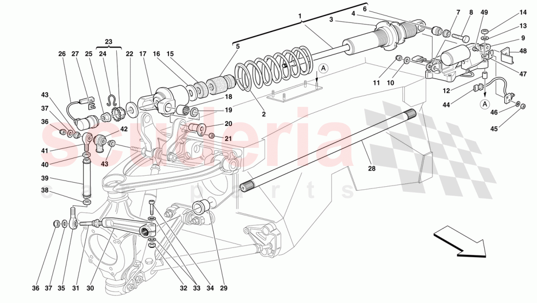 FRONT SUSPENSION - SHOCK ABSORBER AND STABILIZER BAR of Ferrari Ferrari F50