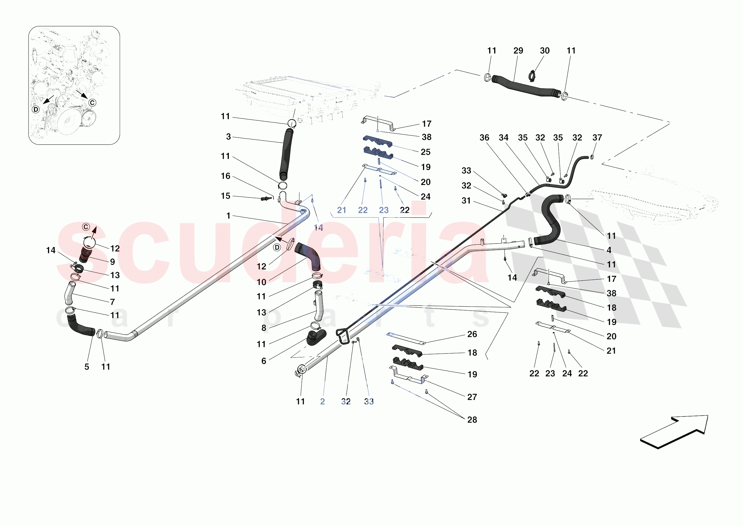 COOLING SYSTEM PIPES of Ferrari Ferrari 488 Pista Europe