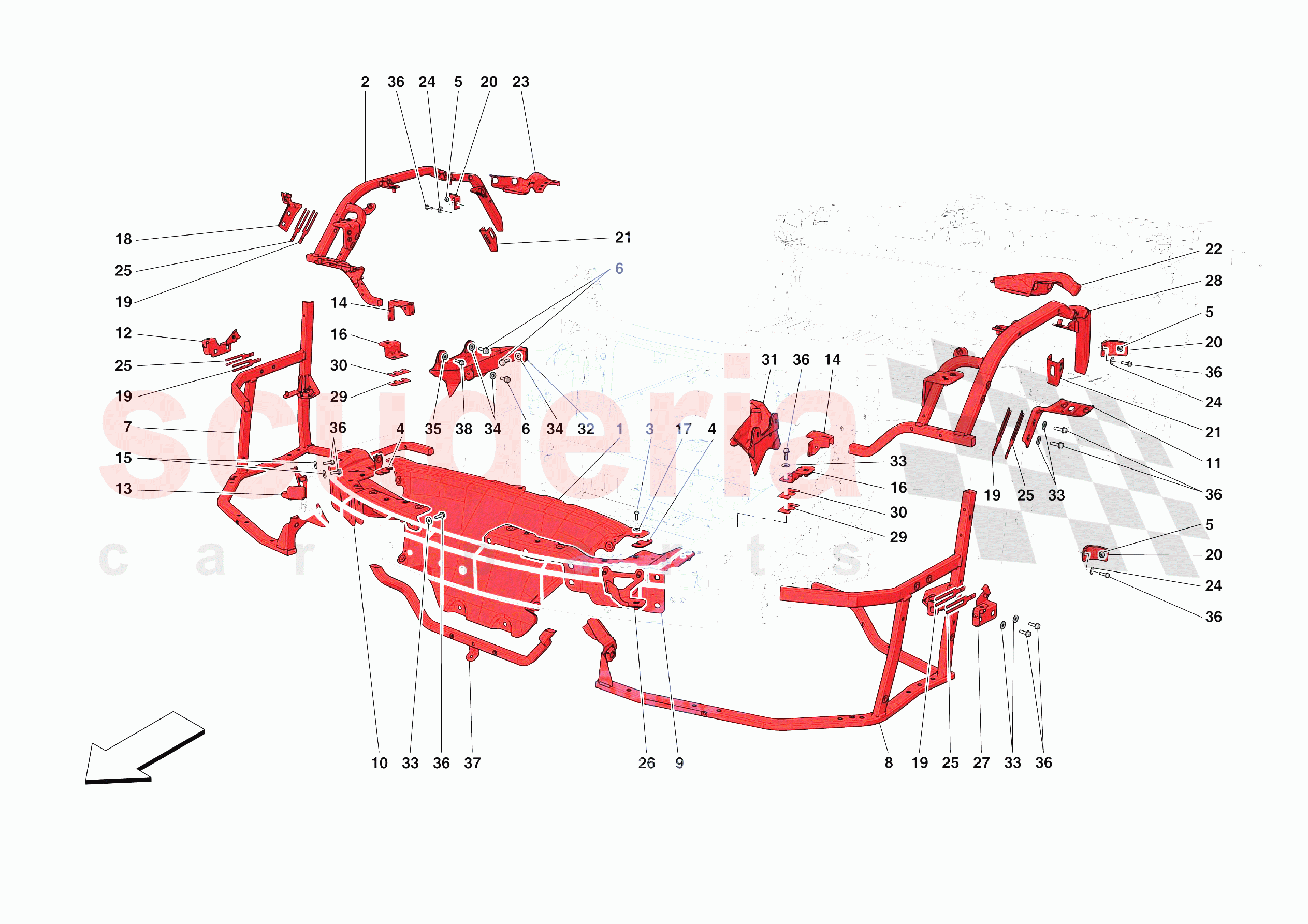 FRONT SUBSTRUCTURE of Ferrari Ferrari 488 Pista Europe