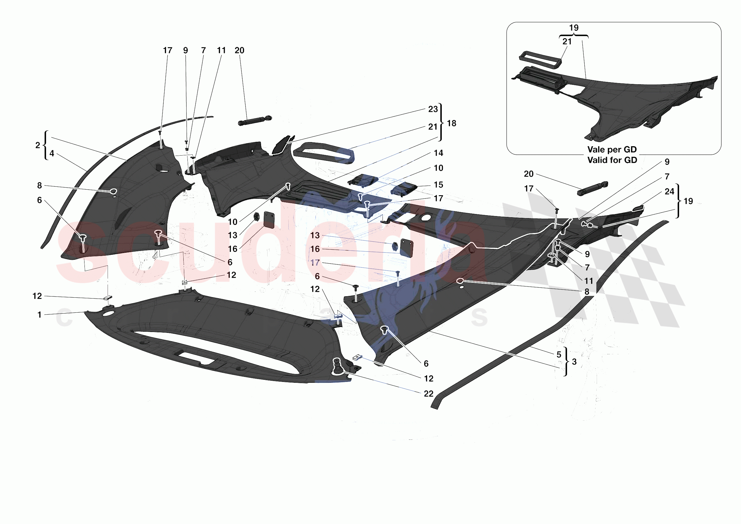 FRONT SUBSTRUCTURE TRIM of Ferrari Ferrari 488 Pista Europe