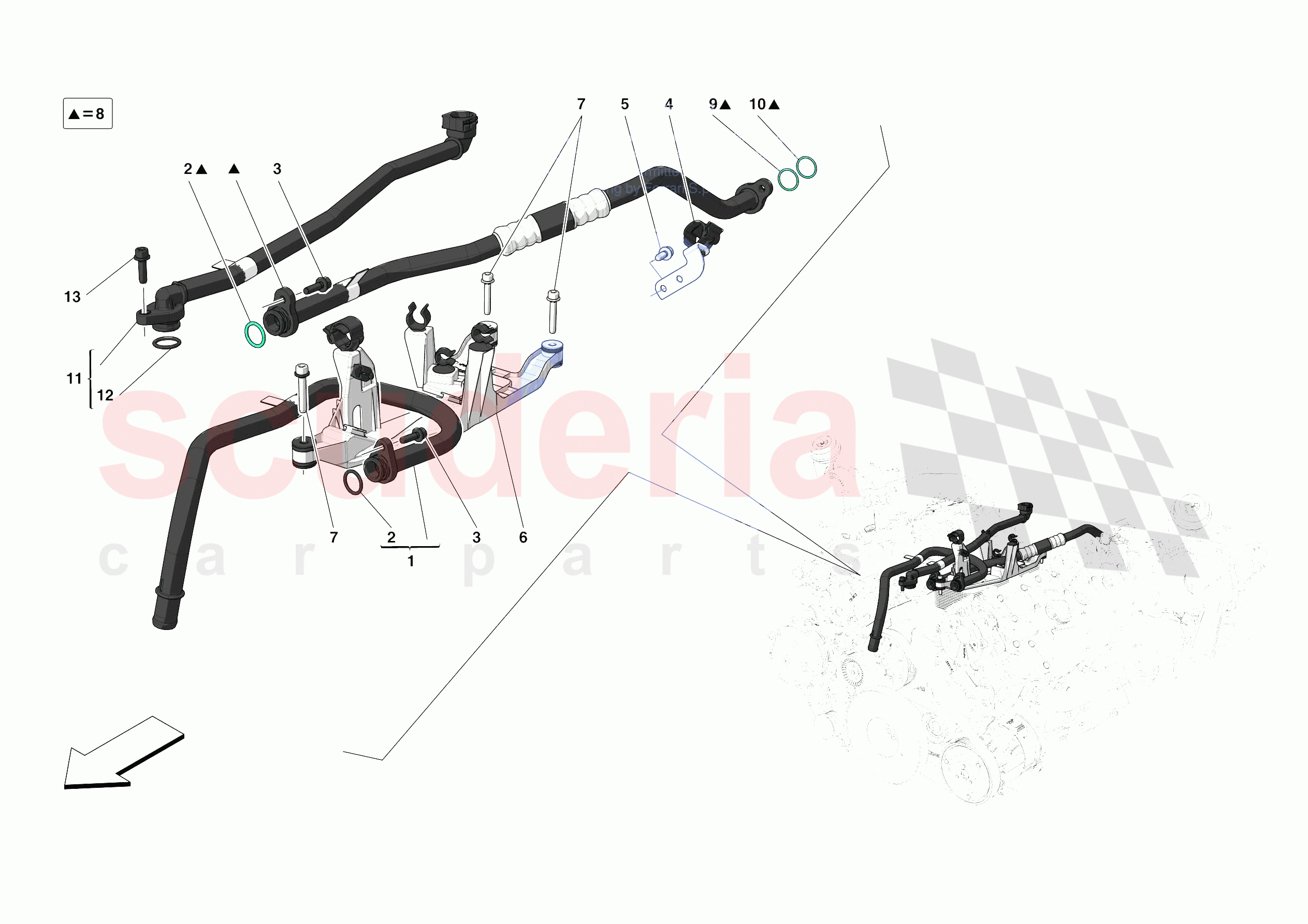 ENGINE COOLING SYSTEM PIPES of Ferrari Ferrari 488 Pista USA