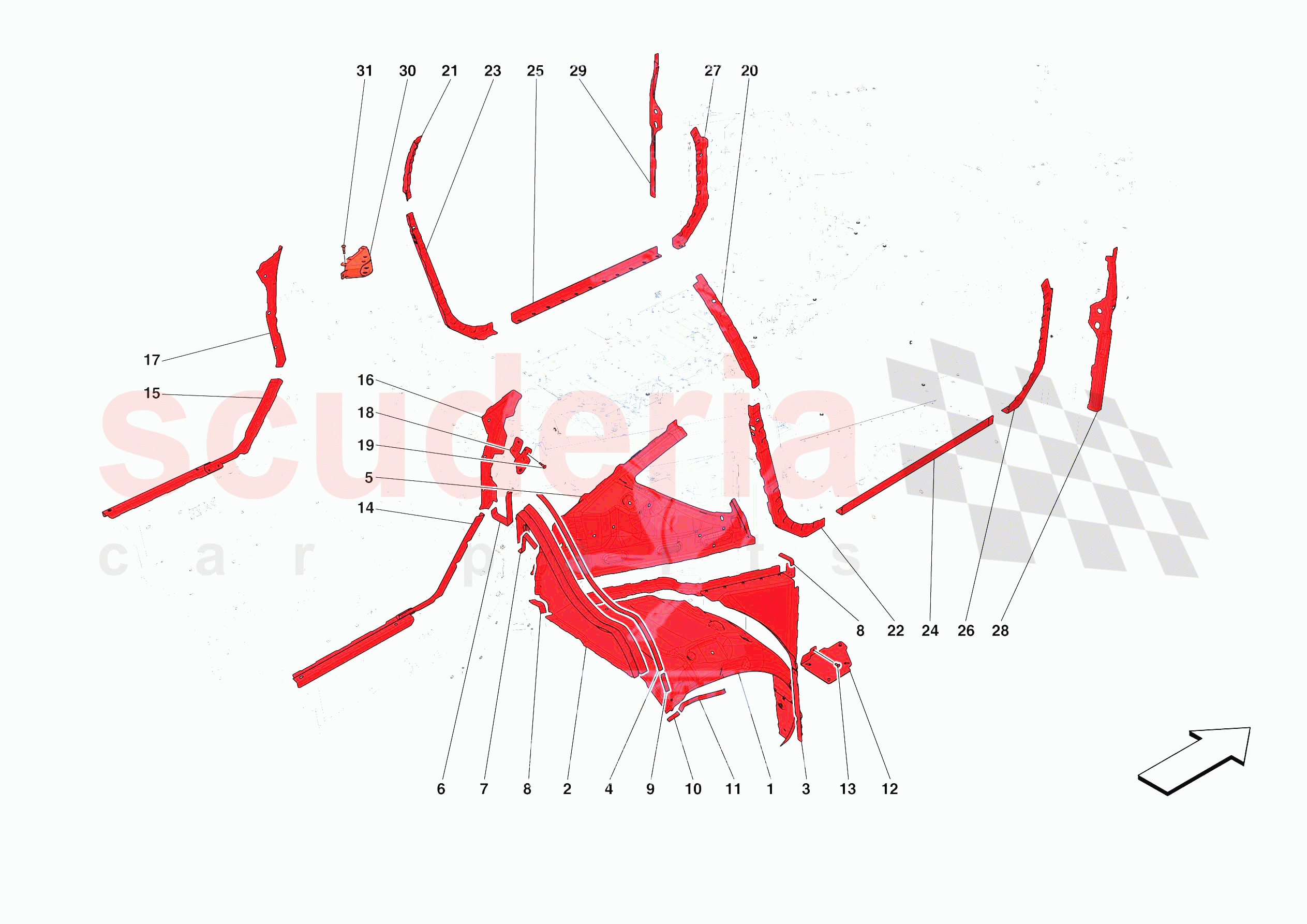 LATERAL SUBSTRUCTURE of Ferrari Ferrari 812 Competizione Europe