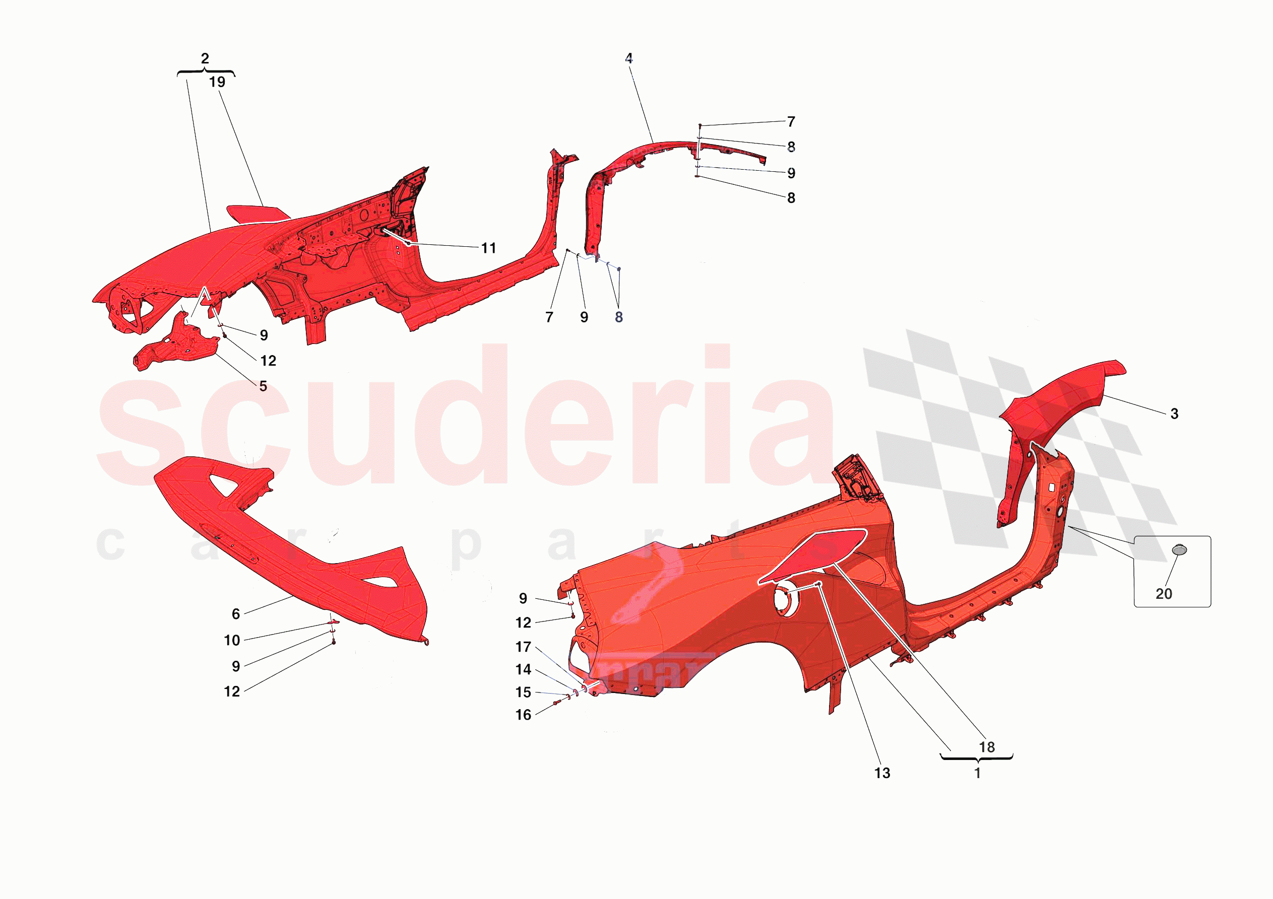 LATERAL OUTER BODYSHELL of Ferrari Ferrari F8 Spider USA