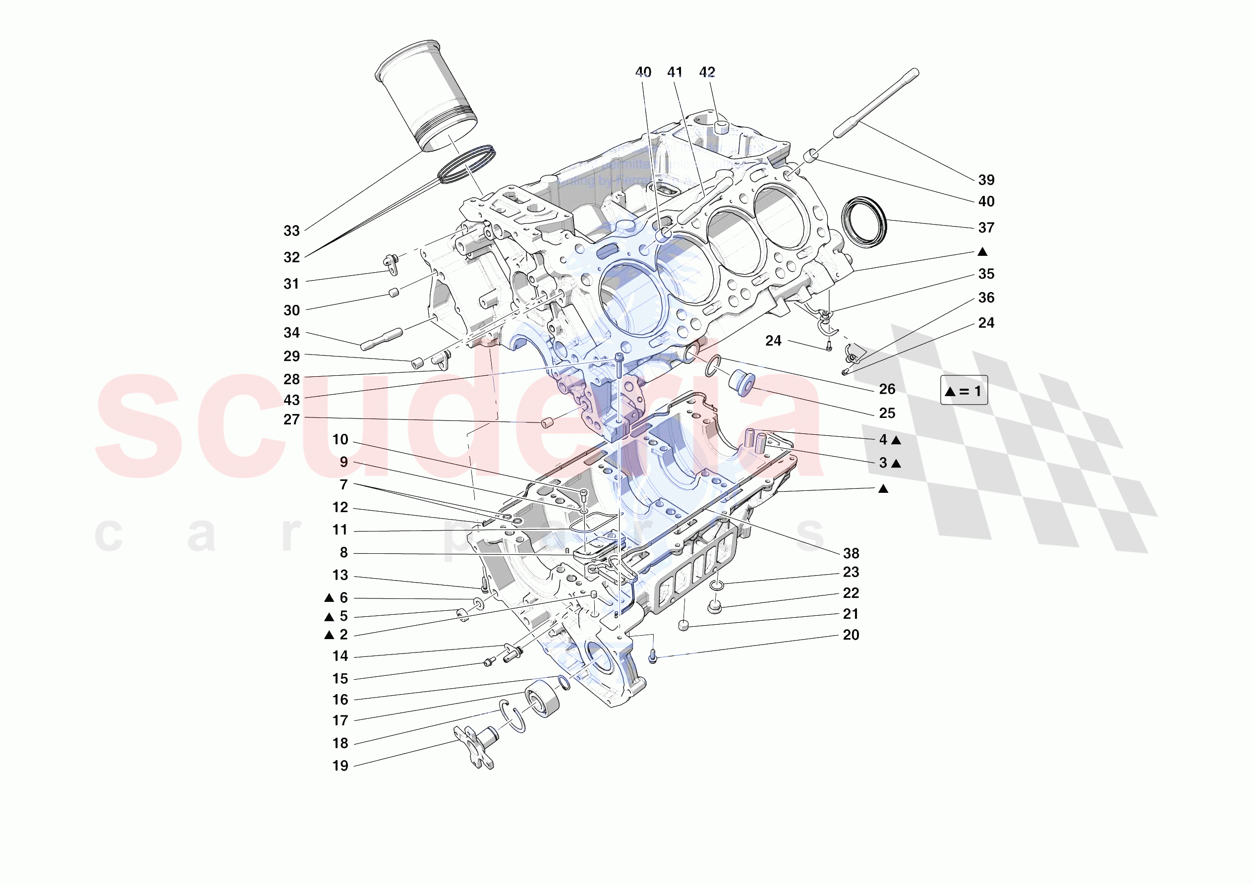 CRANKCASE of Ferrari Ferrari F8 Tributo Europe RH