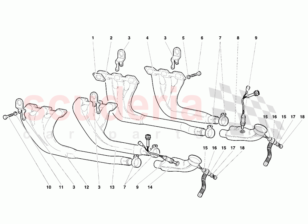 Exhaust System 1 of Lamborghini Lamborghini Diablo VT (1993-1998)