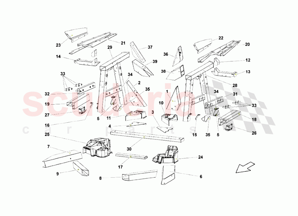 Rear Frame Elements 2 of Lamborghini Lamborghini Gallardo (2006-2007)