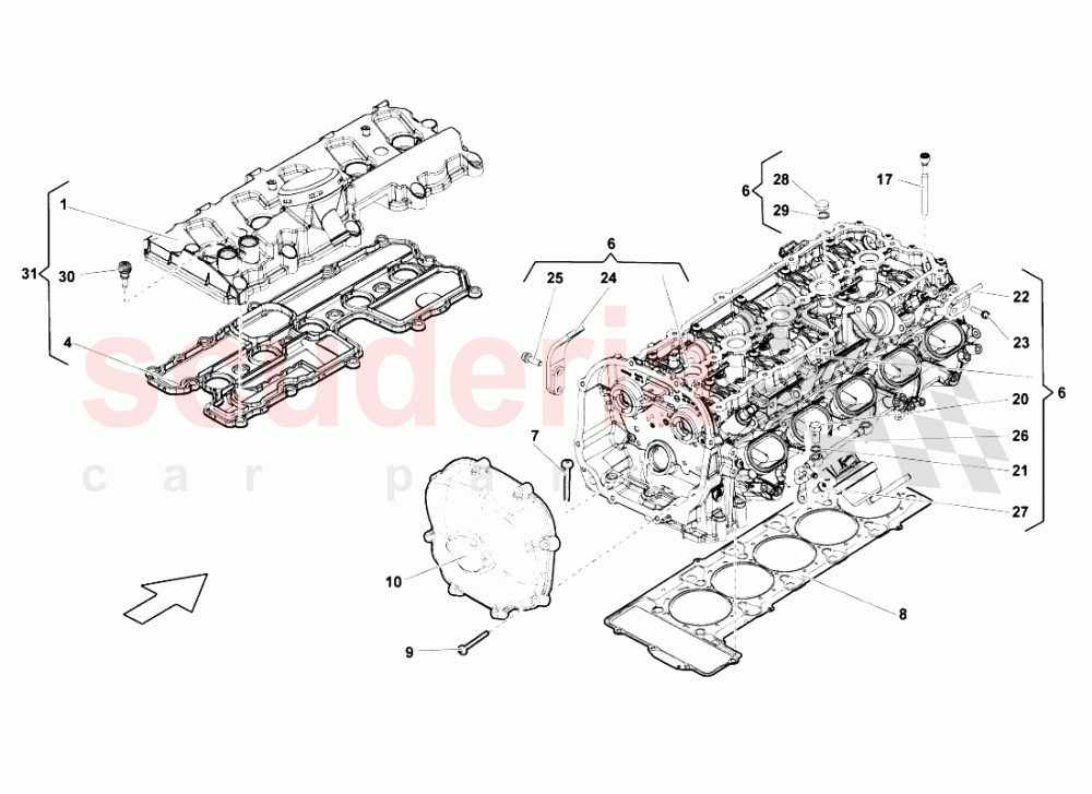 LEFT CYLINDER HEAD AND COVER 6-10 of Lamborghini Lamborghini Gallardo LP550 Spyder