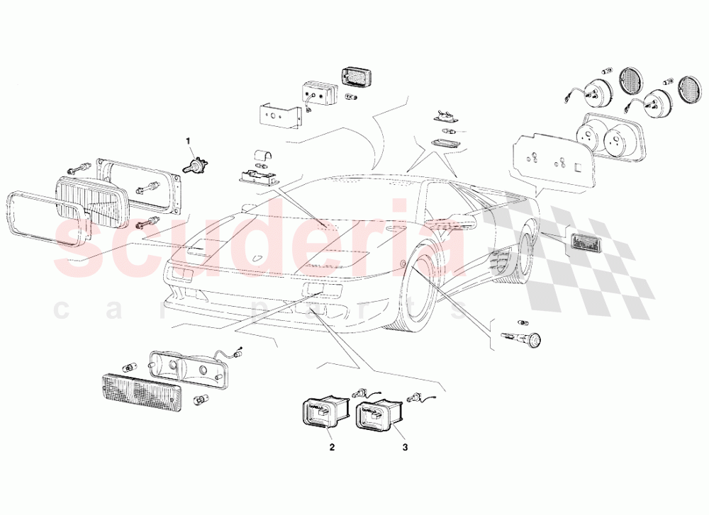 Lights (Valid for France Version - October 1991) of Lamborghini Lamborghini Diablo (1990-1998)