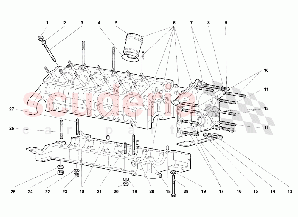 Crancase and Lower Mounting of Lamborghini Lamborghini Diablo VT (1993-1998)