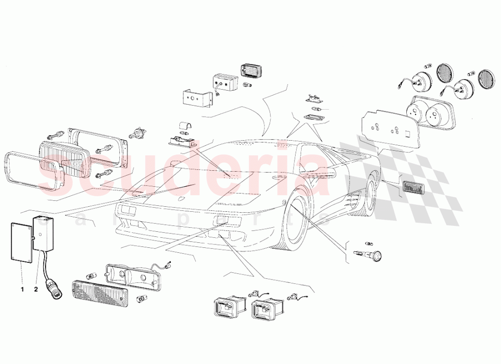 Lights (Valid for Sweden - Norway Version - October 1991) of Lamborghini Lamborghini Diablo (1990-1998)