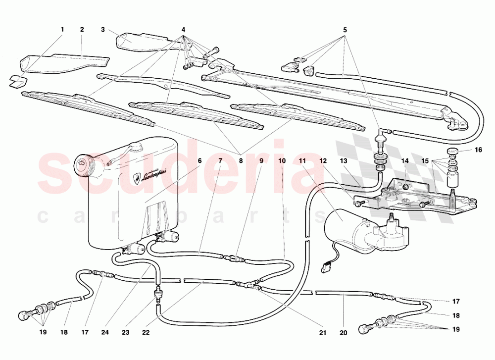 Windscreen Wiper and Headlamp Washers of Lamborghini Lamborghini Diablo SE30 (1993-1995)