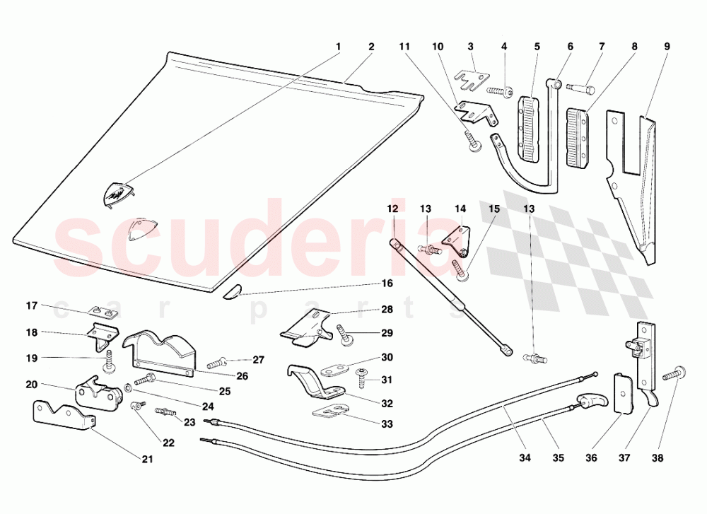 Front Hood of Lamborghini Lamborghini Diablo (1990-1998)